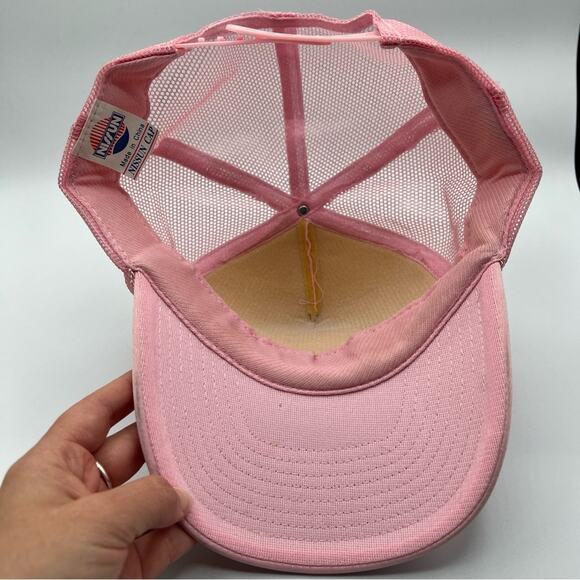 Baby Girl y2k 2000s Light Pink Gold Sequined Sparkly Trucker Hat Adjustable - Picture 6 of 7